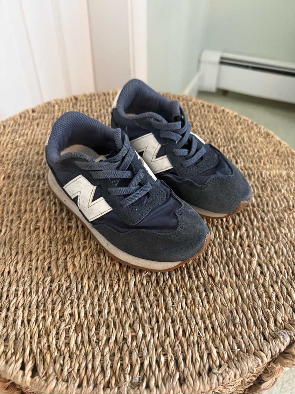 New Balance Navy and White Kids Sneakers